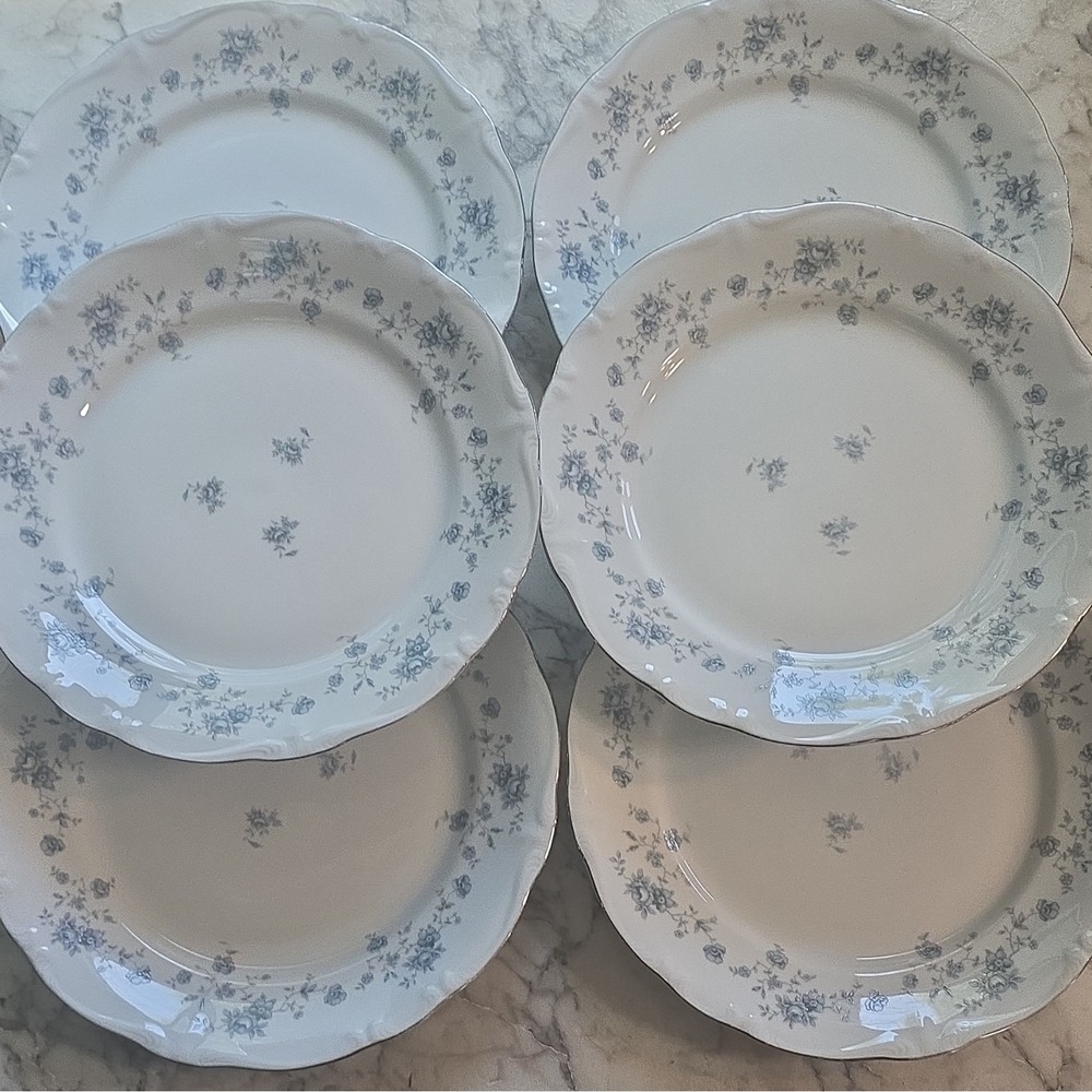 Vintage Johann Haviland China Dinner Plates, Blue Garland, 10" Bavaria Germany
